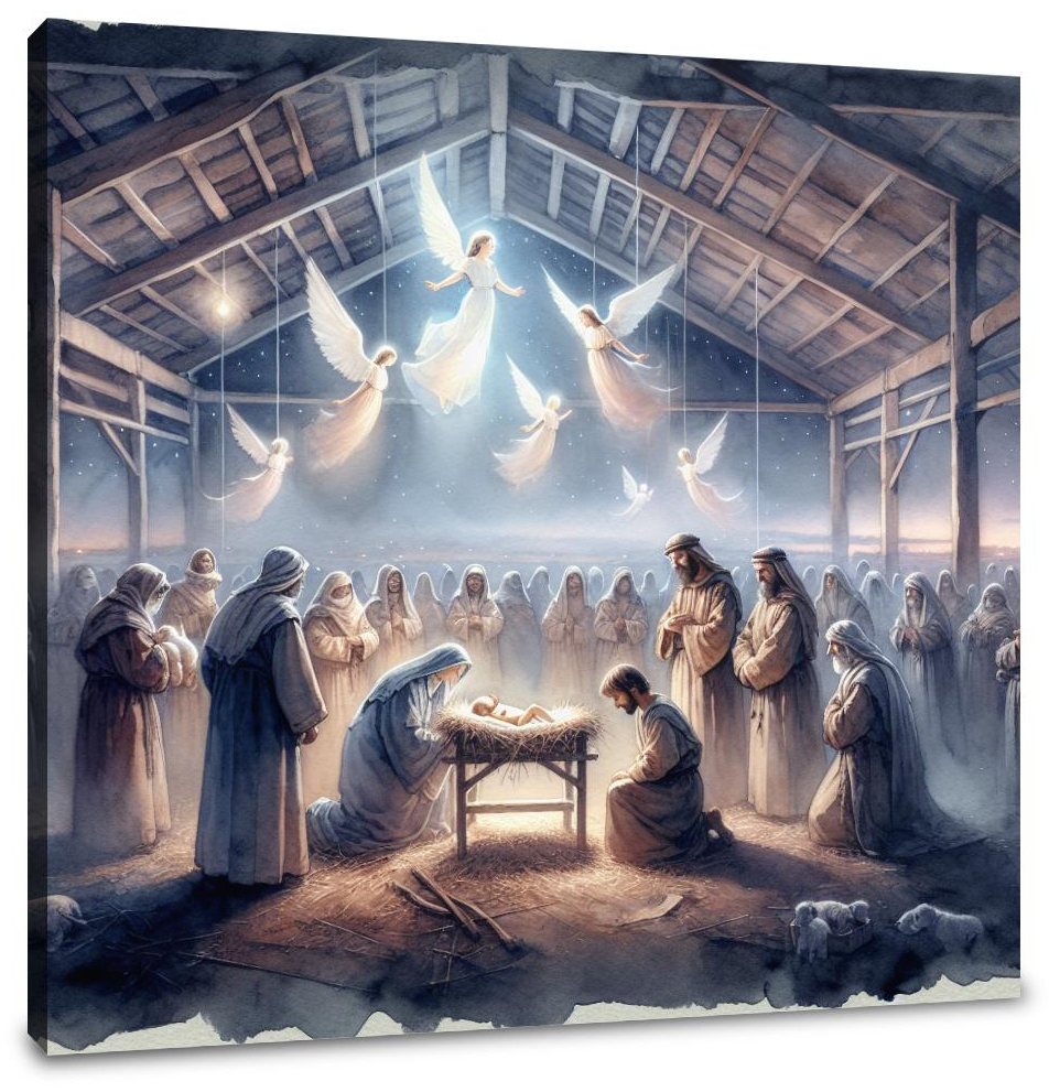Serene Nativity Nightfall Canvas