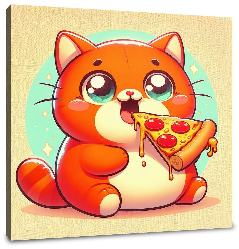 Pizza Loving Cat Canvas