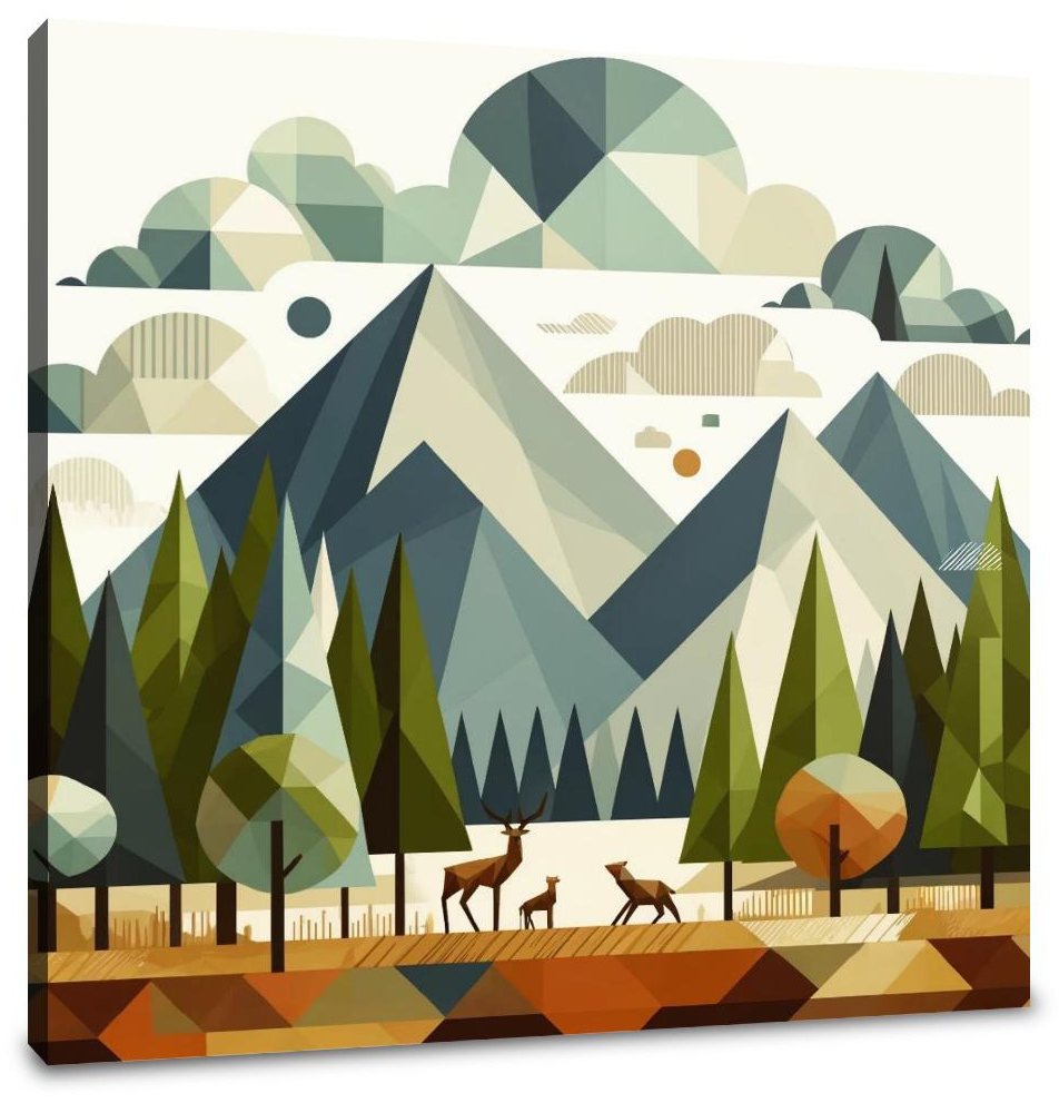Geometric Forest Harmony Canvas