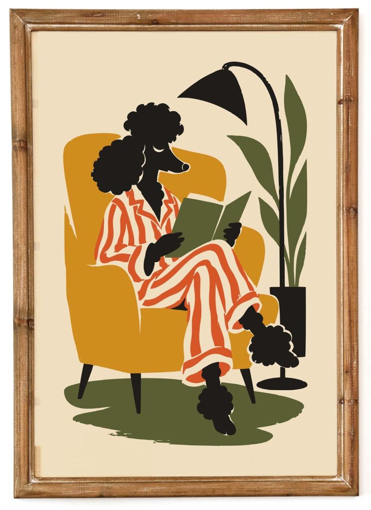 Poodle Reading Book Lover Print
