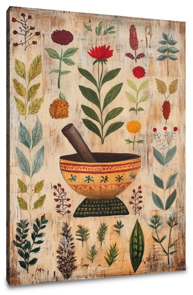 Folk Herbal Canvas