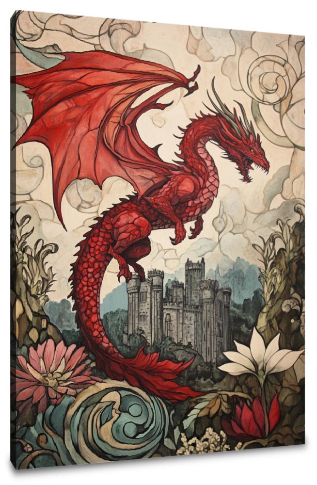 Dragon's Majesty Over Caernarfon Canvas