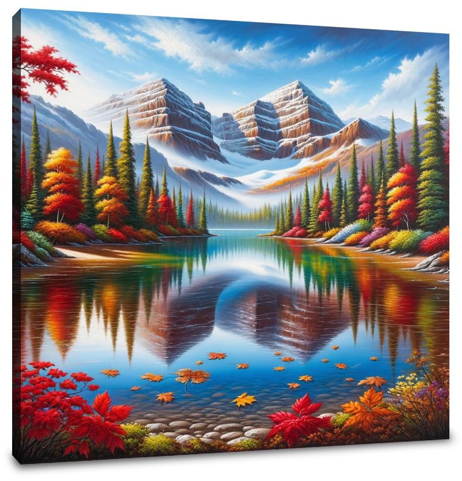 Autumn Serenity Lake Canvas