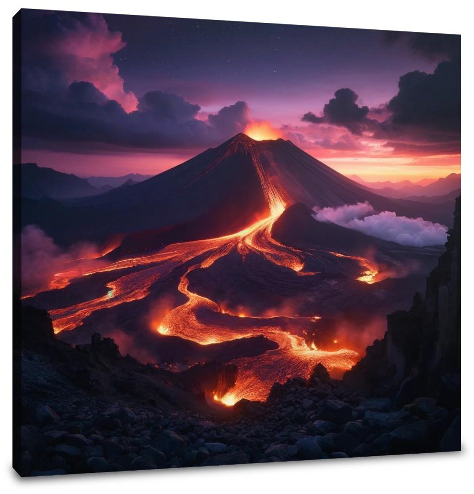 Twilight Volcano Canvas