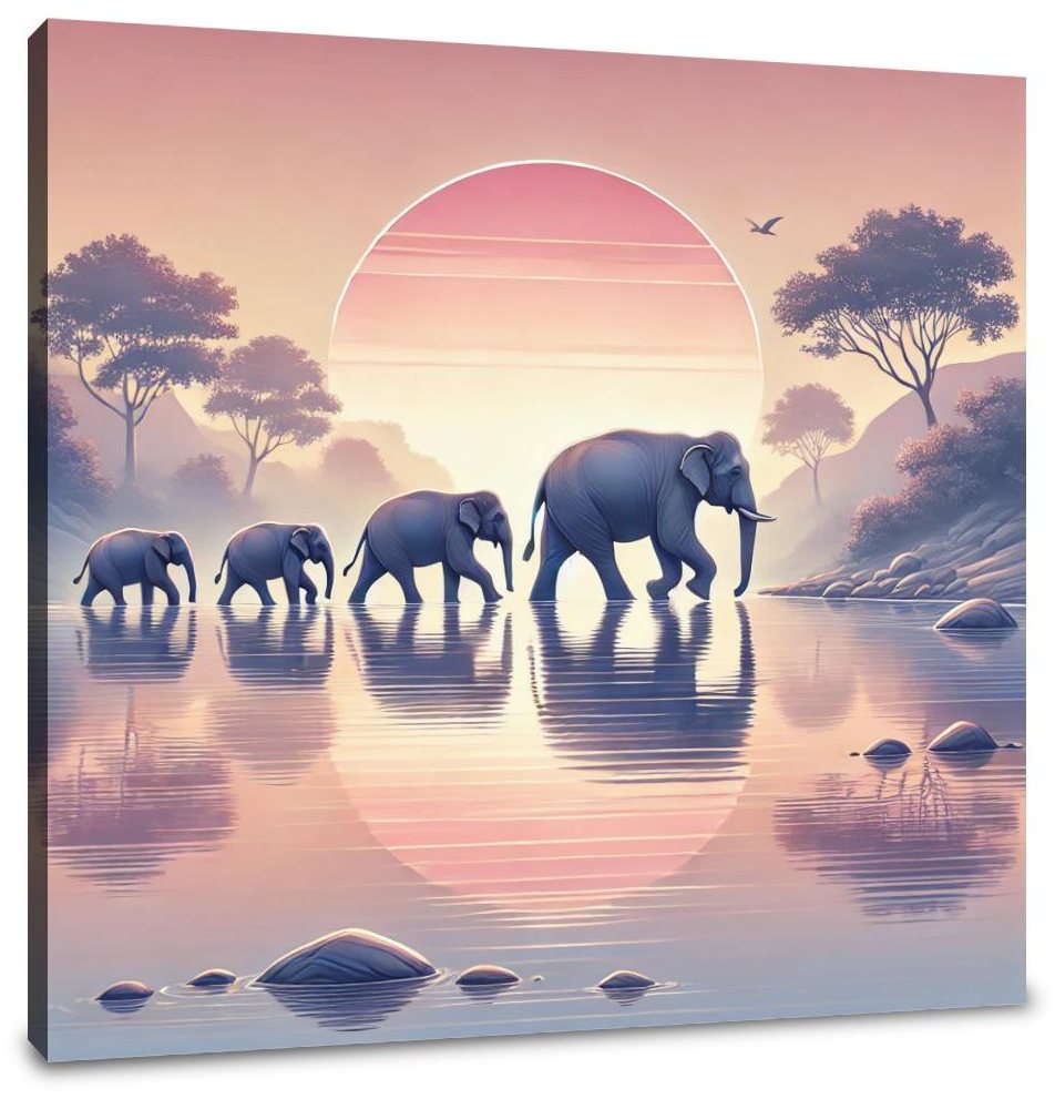 Elephant Sunrise Canvas