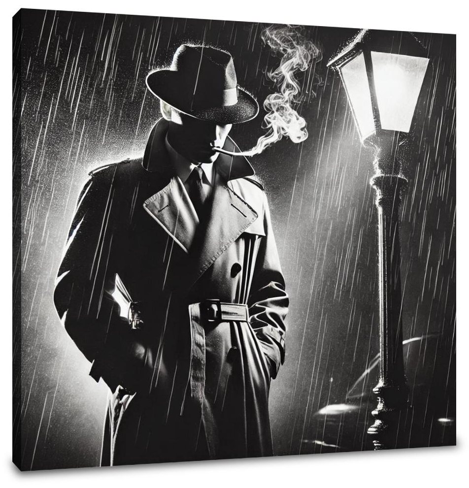 Noir Detective Rain Canvas