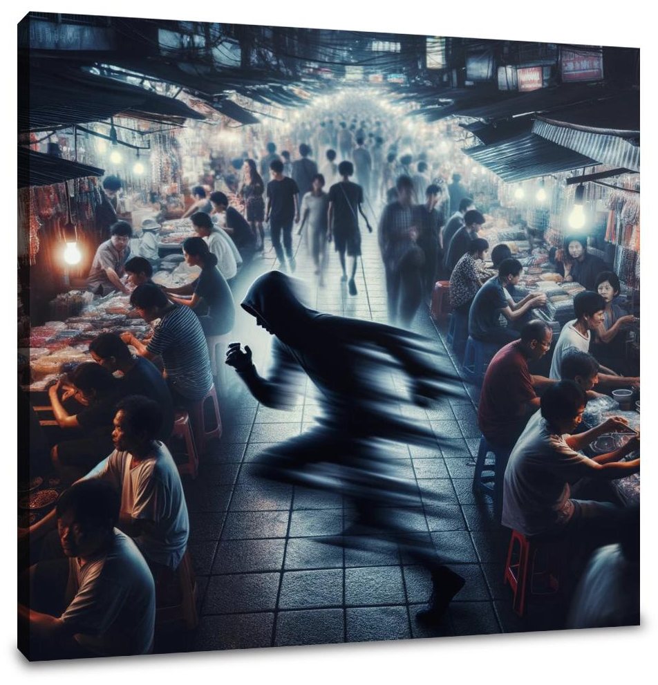 Shadow Thief at the Market Canvas