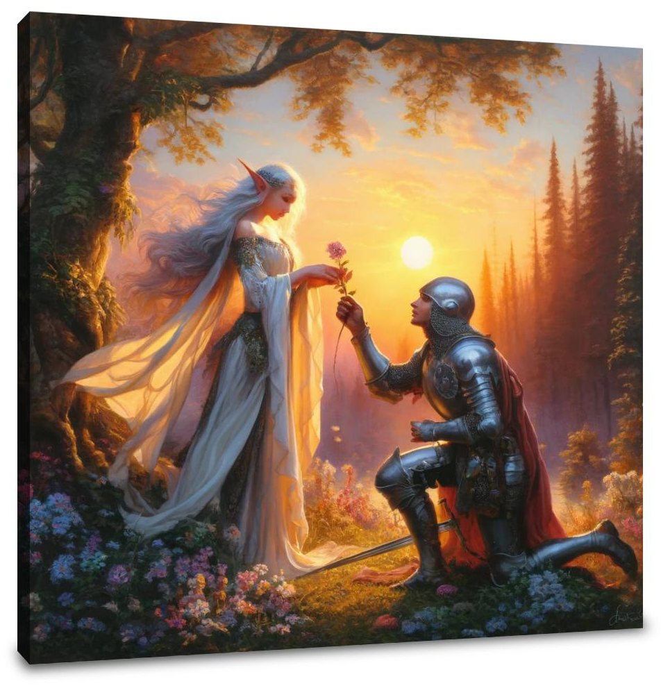 Sunset Vow Elf and Knight Canvas