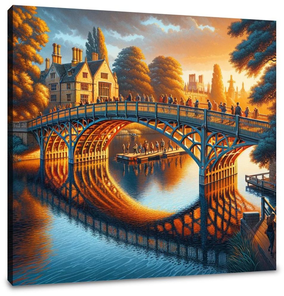 Cambridge Sunset Serenity at Mathematical Bridge Canvas