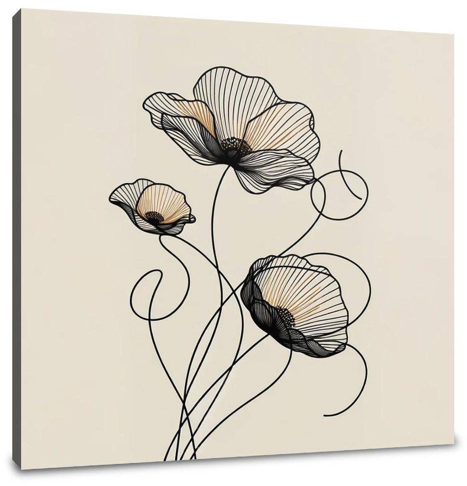 Golden Noir Poppies Canvas