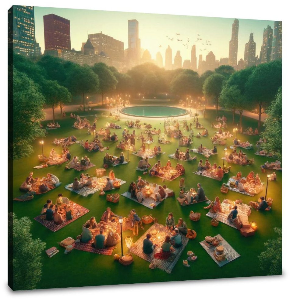 Picnic Sunset in Summer Canvas