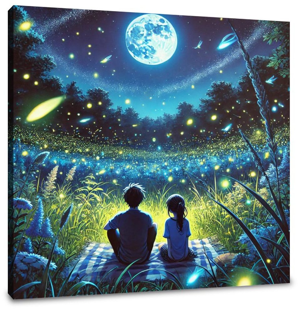 Firefly Meadow Night Canvas