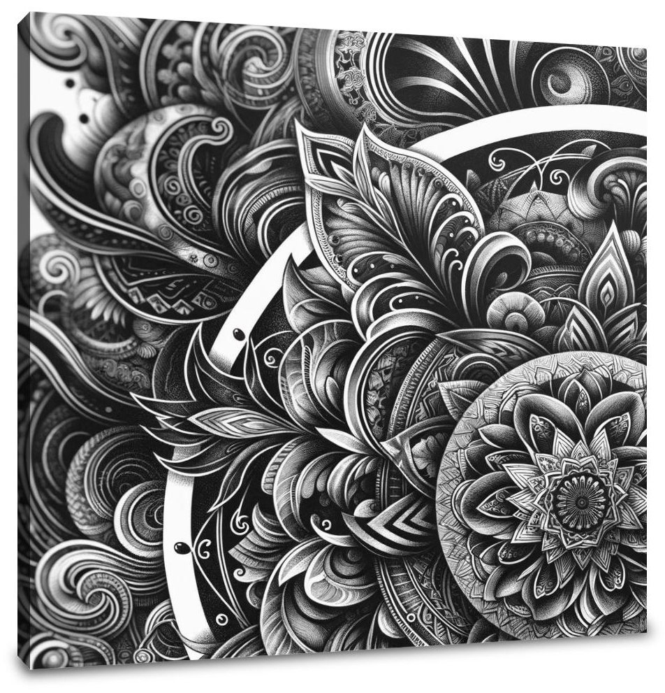 Inked Grace: Silver Line Elegance Canvas