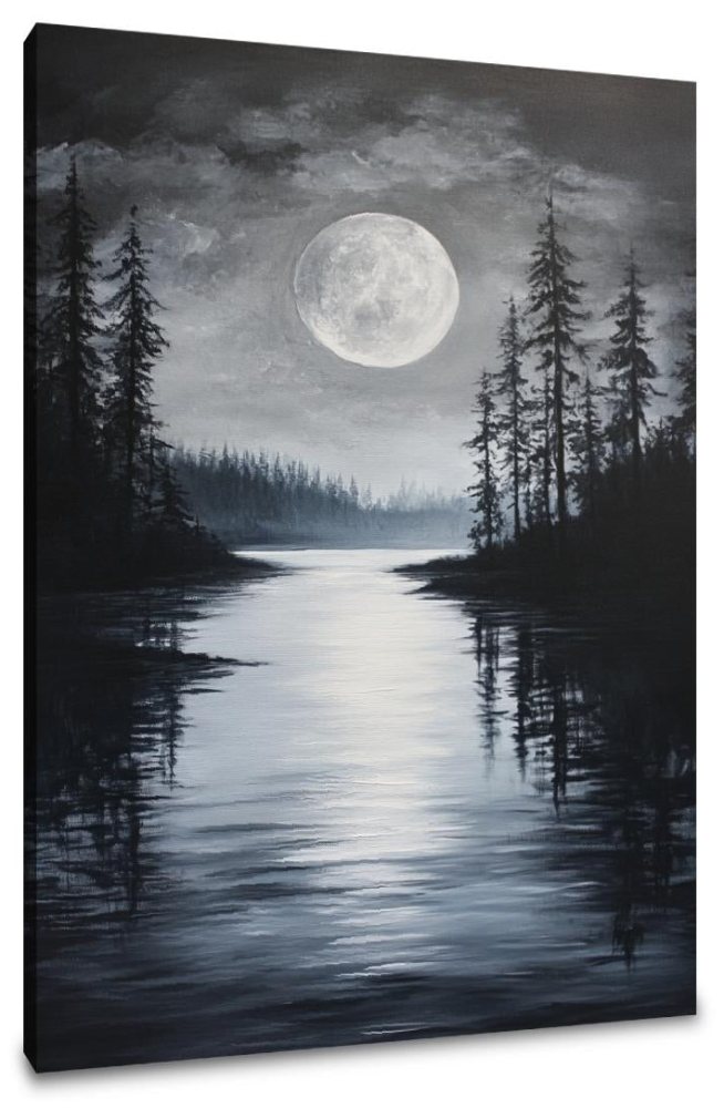 Lunar Serenity Lake Canvas