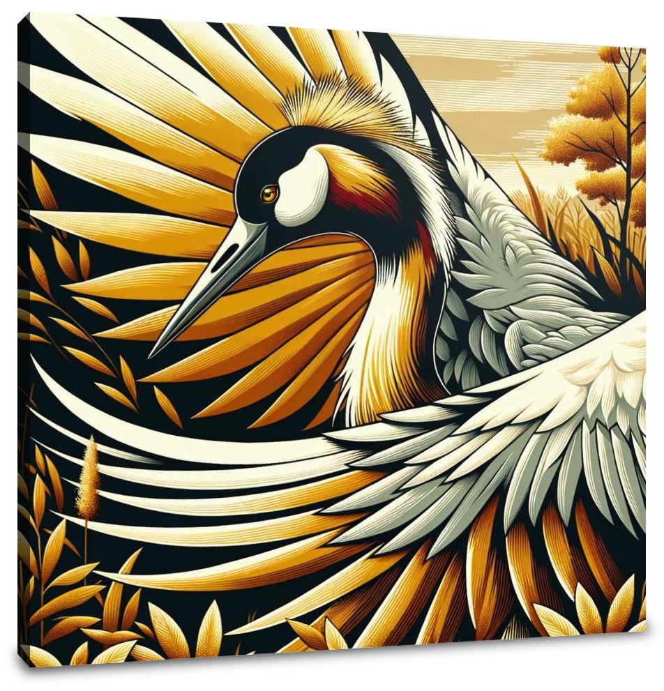 Golden Crane Elegance Canvas