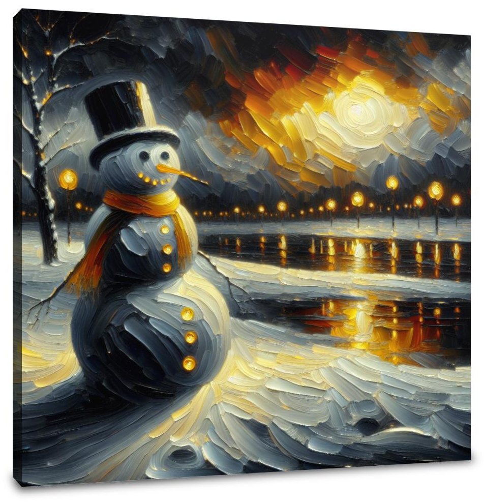 Melancholic Black Snowman Canvas
