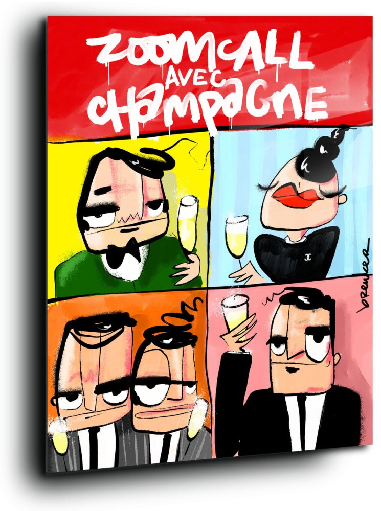 Zoomcall avec champagne