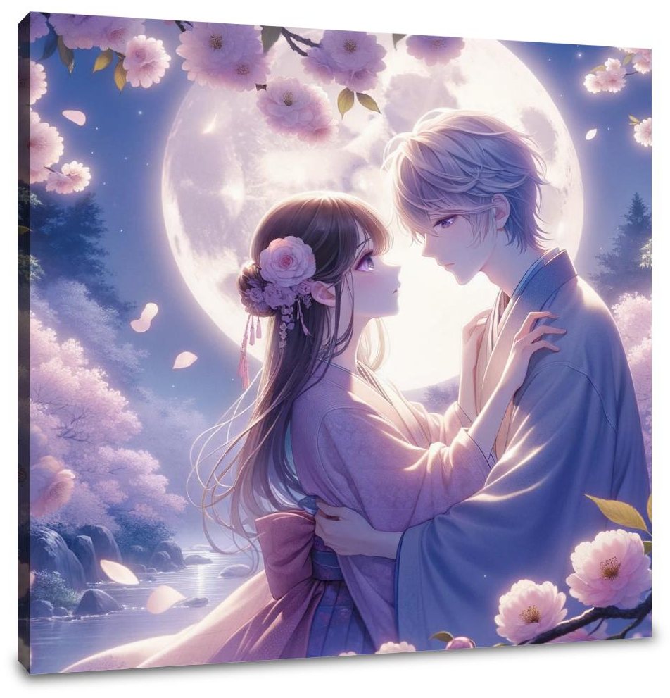 Moonlit Blossom Embrace Canvas