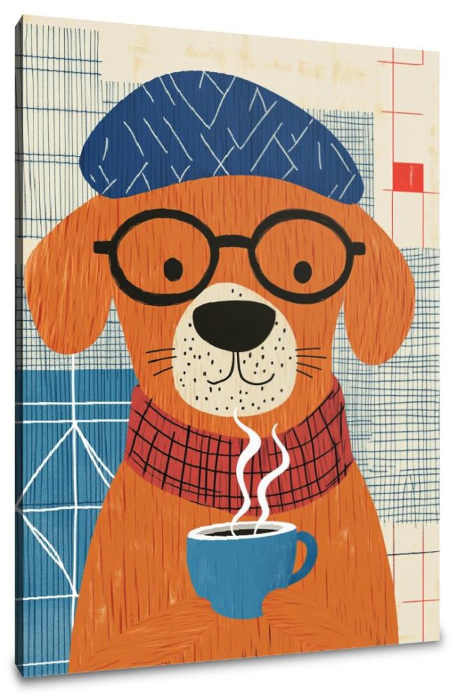 Coffee Break Dog Canvas