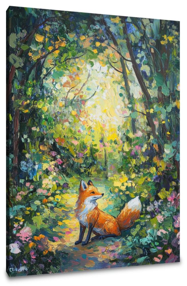 Vibrant Fox Woodland Canvas