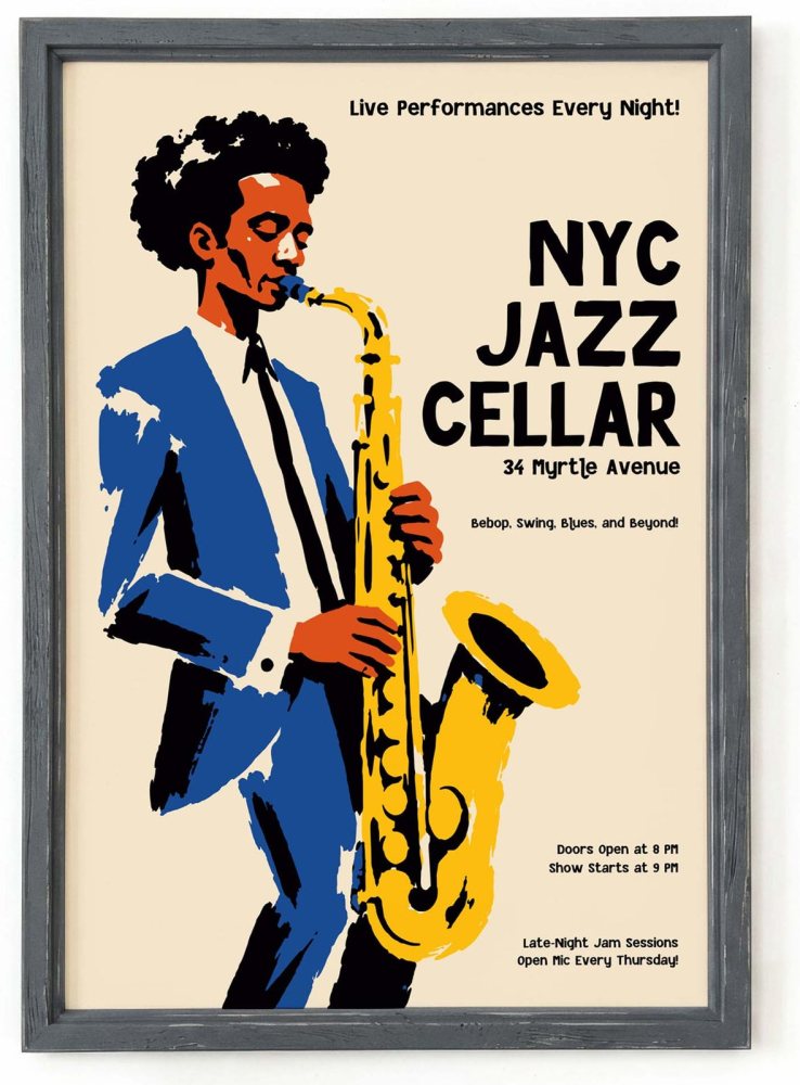 NYC Jazz Club Saxophone Wall Art