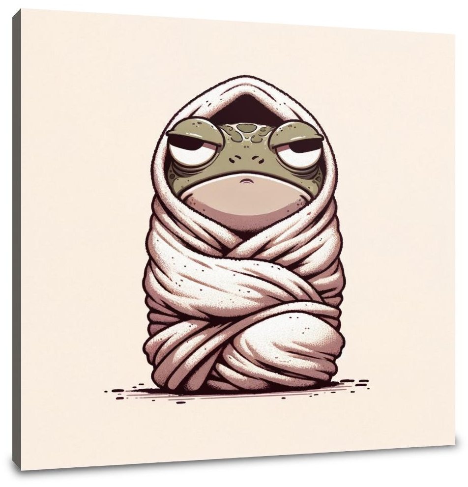 Grumpy Towel Frog Canvas