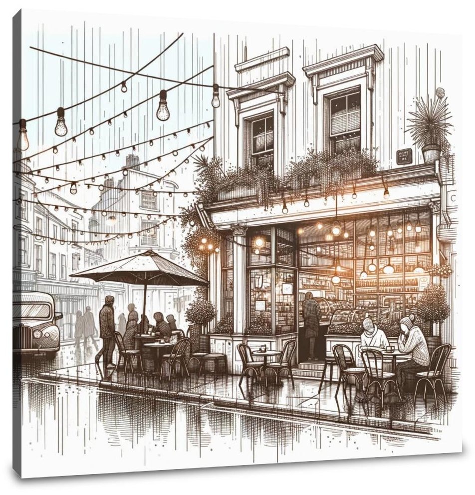 Rainy Day Café Canvas