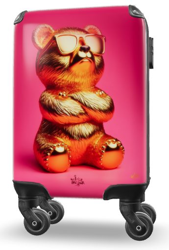 Golden cool teddybear art suitcase