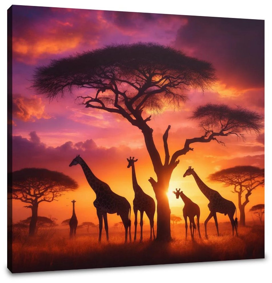 Sunset Giraffes Canvas