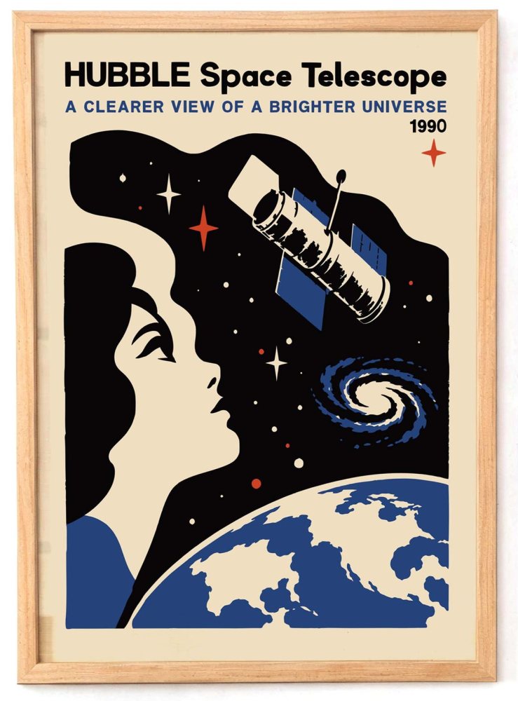 Hubble Space Telescope Vintage Space Poster Print