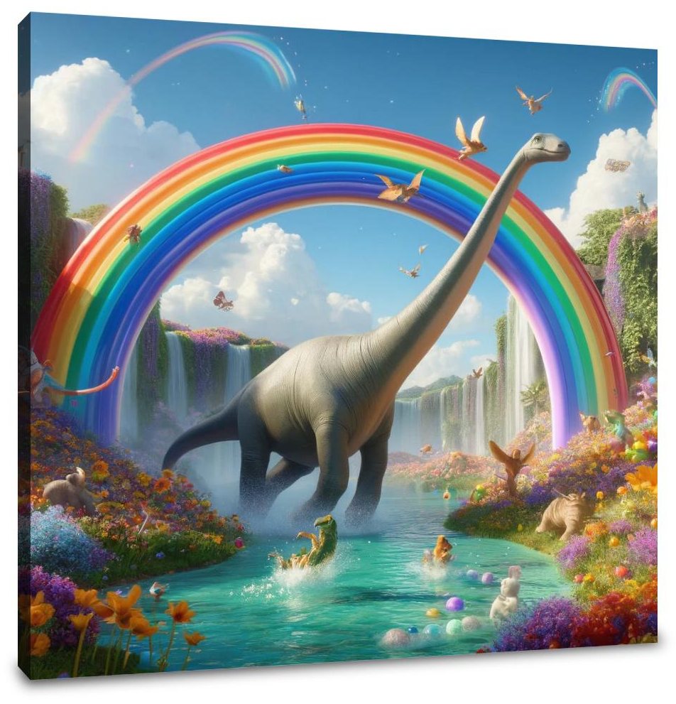 Brachiosaurus Rainbow Slide Canvas