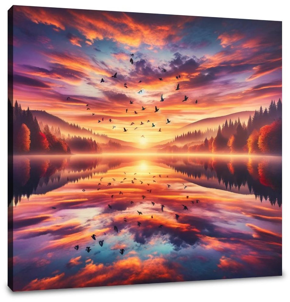 Autumn Lake Sunset Canvas