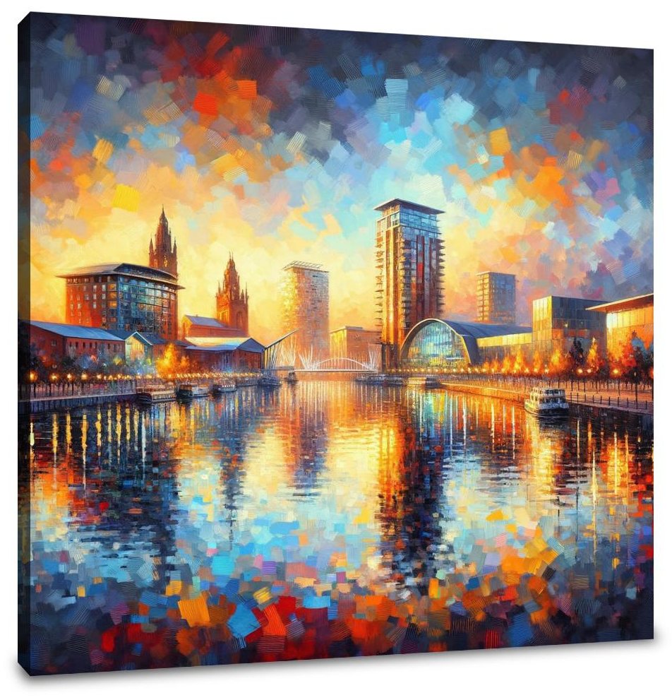Manchester Salford Quays Sunset Canvas