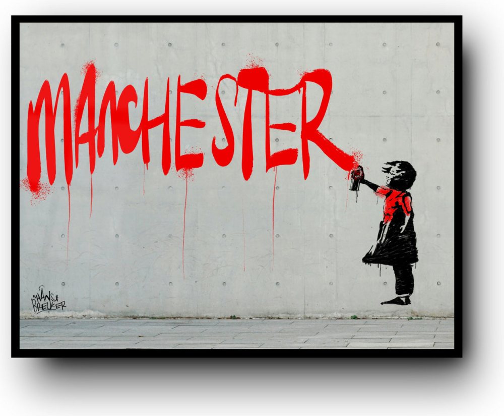 Manchester Spraycan Girl – Manchester United Inspired Street Art
