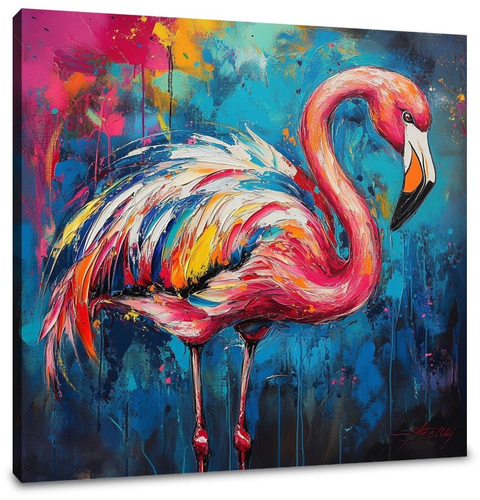 Flamingo's Vibrant Dance Canvas