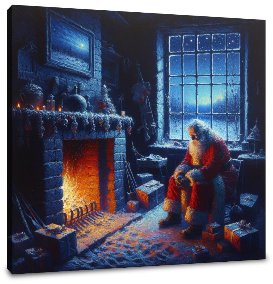 Santa's Solitary Hearth Canvas