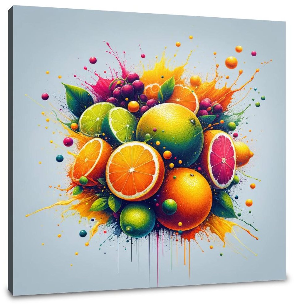 Abstract Citrus Fusion Canvas