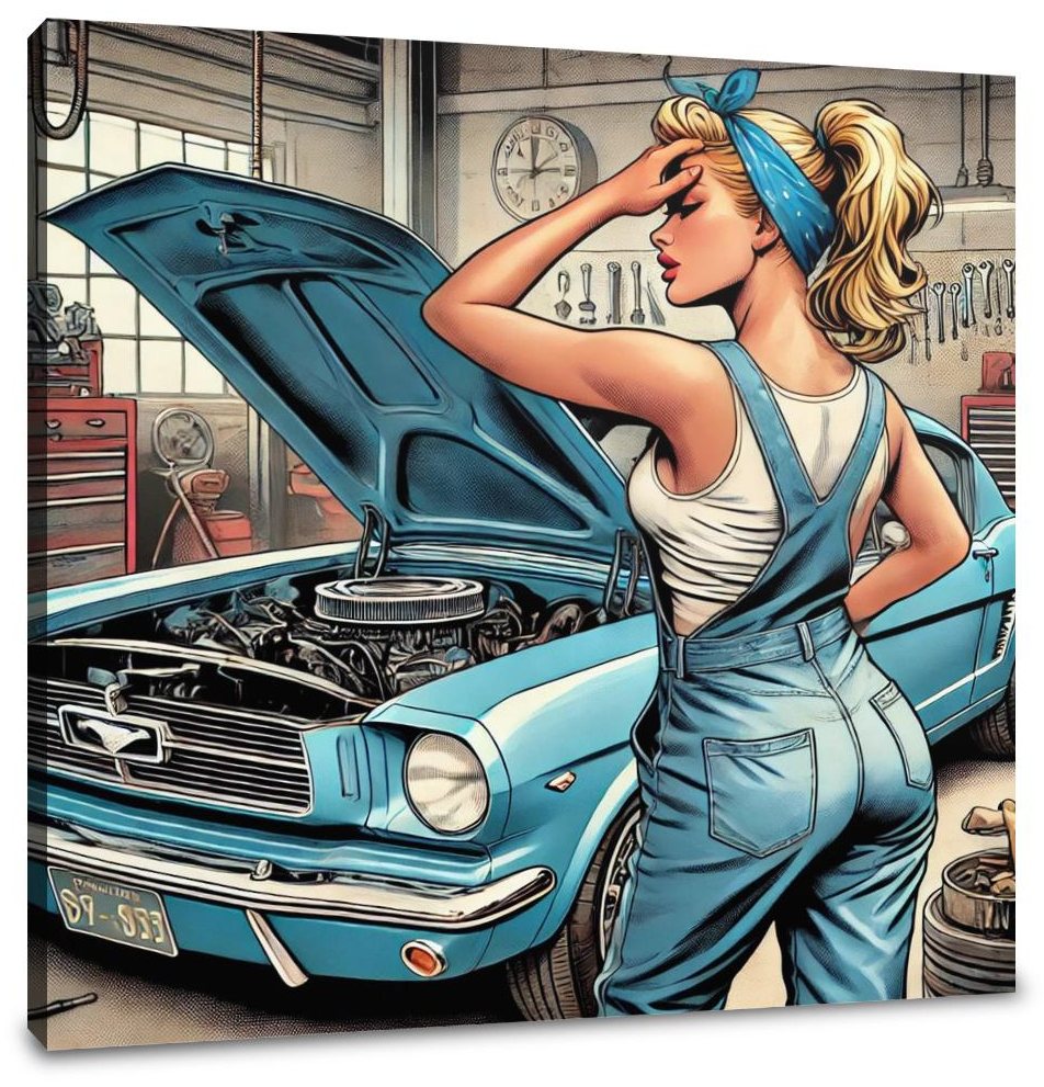 Retro Mustang Repair Canvas