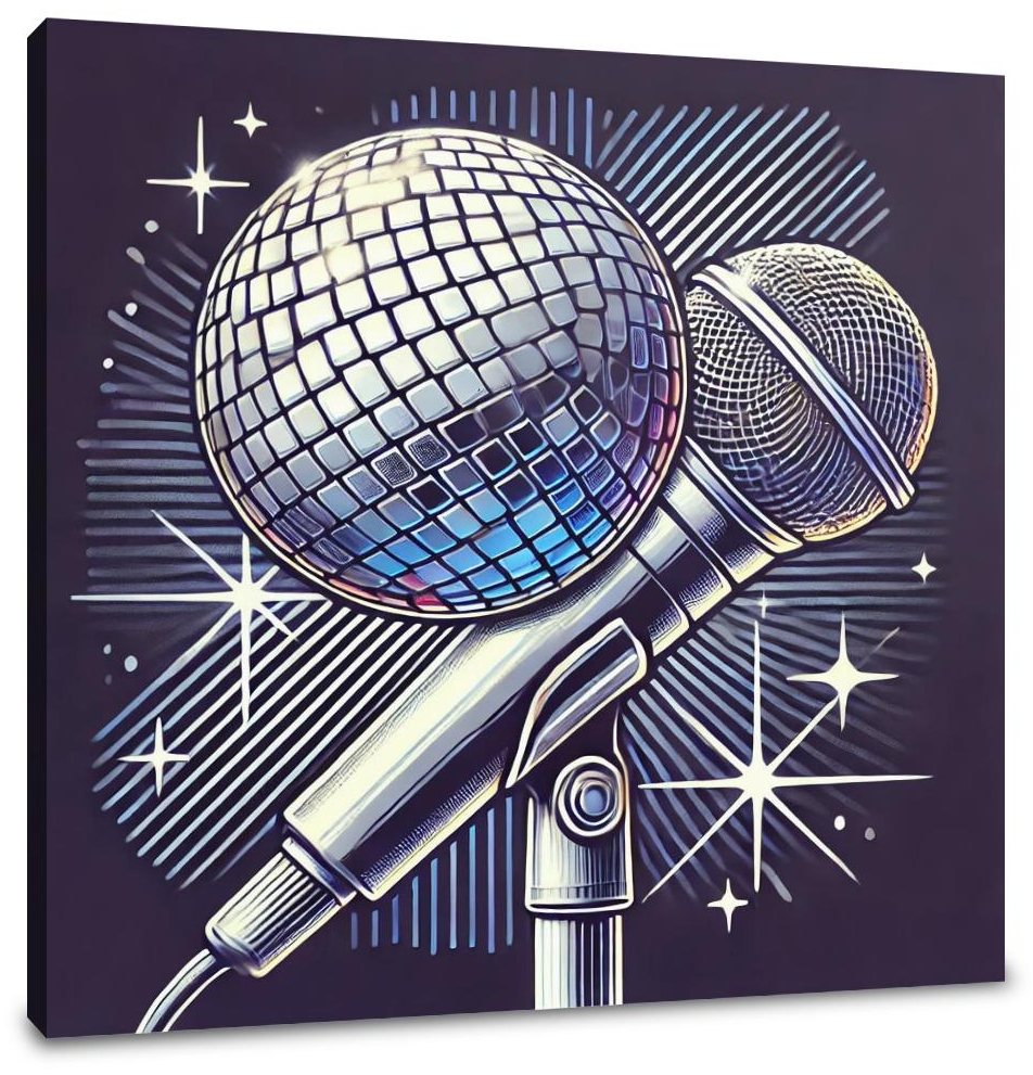 Disco Mic Sparkle Canvas