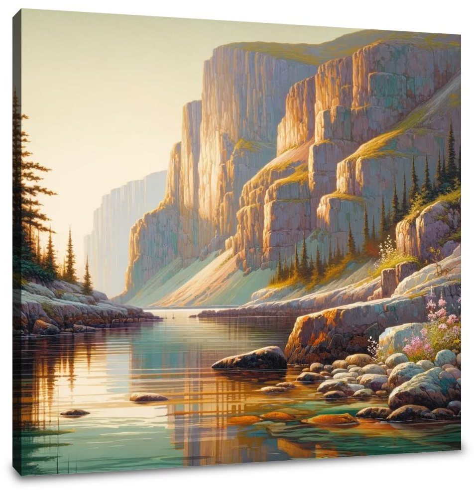 Cliffside Waterfall Serenity Canvas