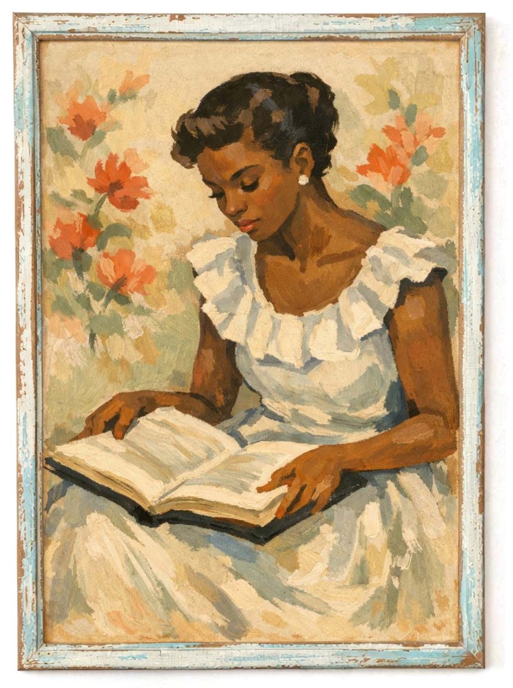 Woman Reading Book Art Print