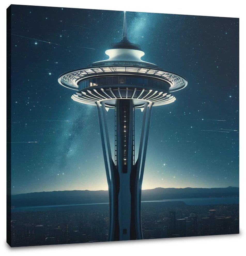 Space Needle Sky Canvas