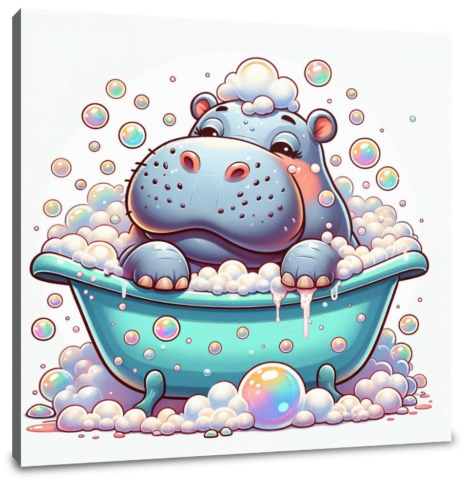 Hippo's Bubble Delight Canvas