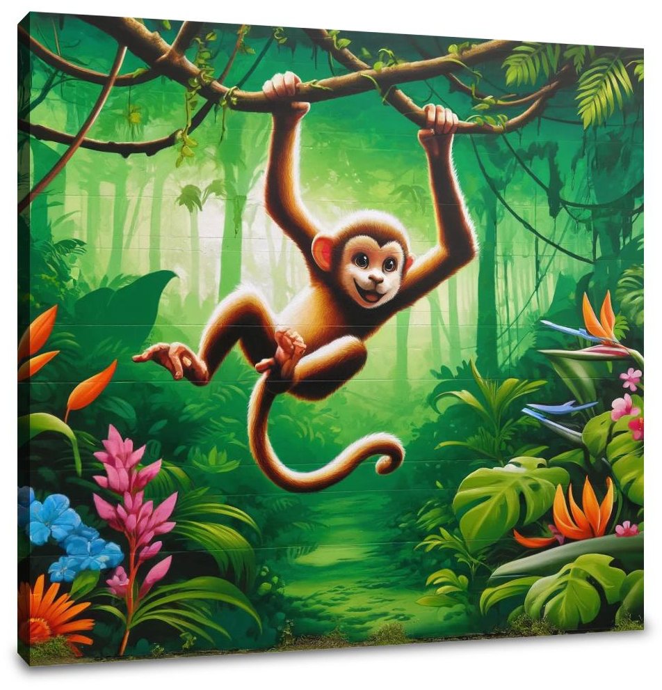 Mischievous Monkey Mural Canvas