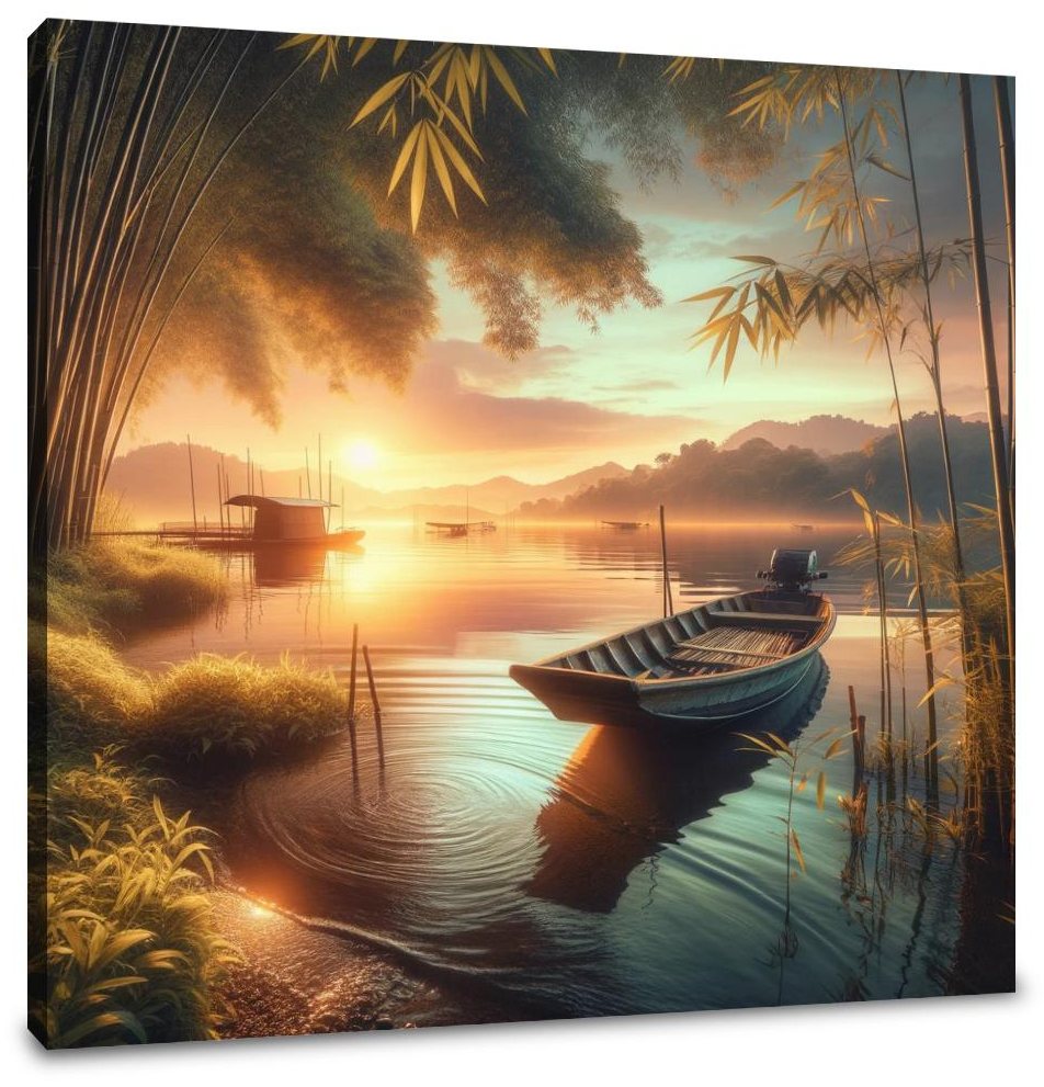 Lakeside Sunset Serenity Canvas