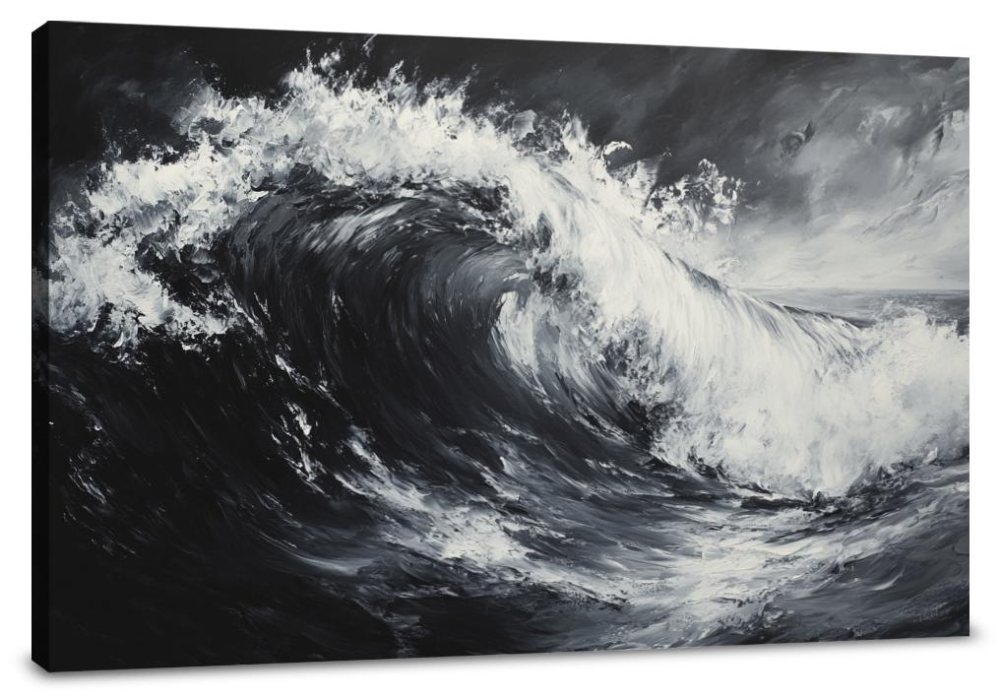 Monochrome Serenity Wave Canvas