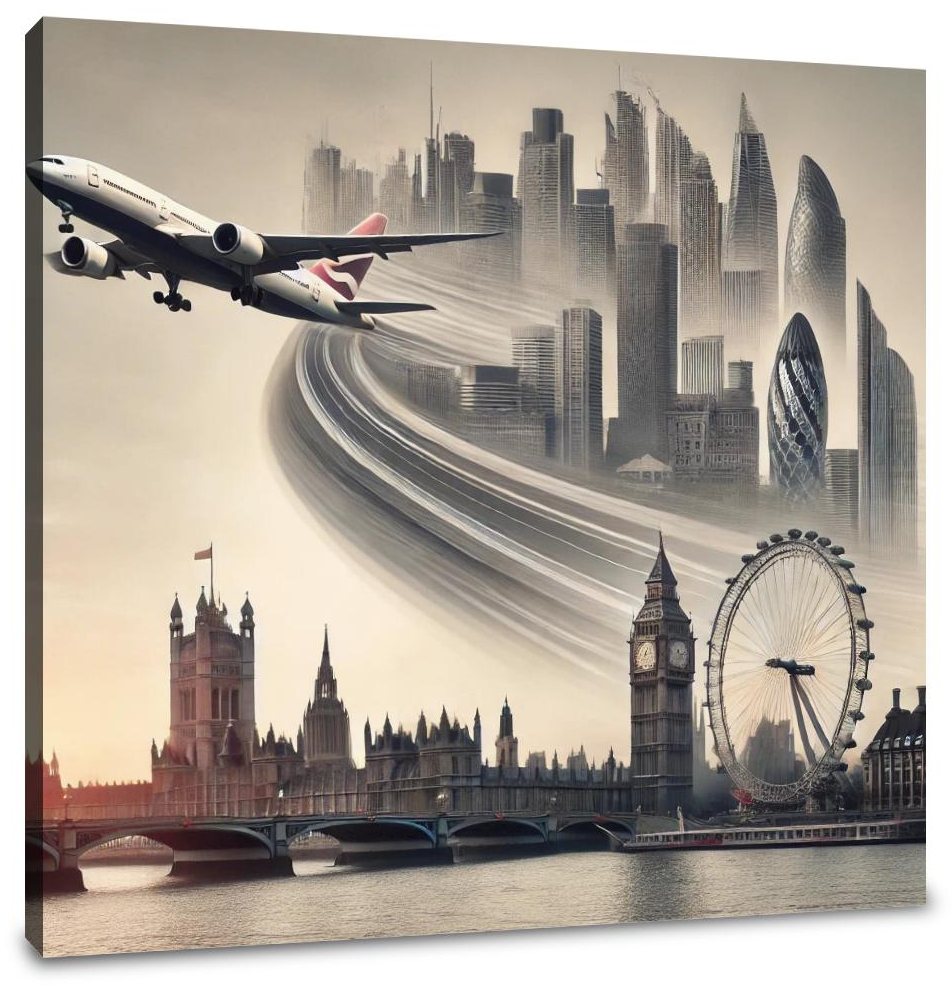 London Dreamscape Jet Canvas