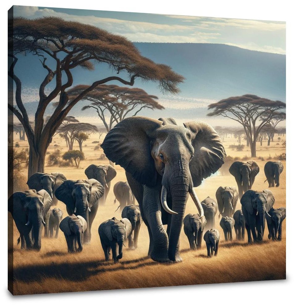 Savannah Elephants Canvas