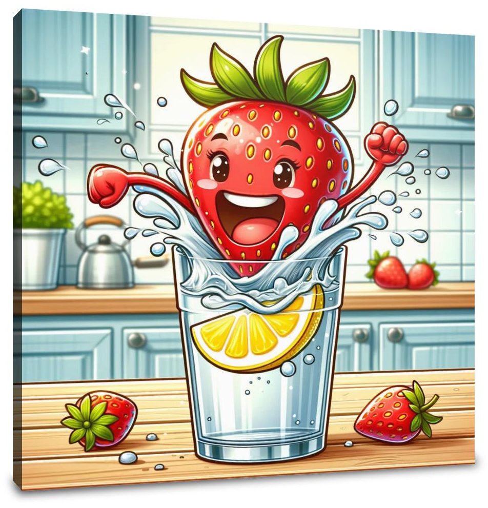 Joyful Strawberry Dive Canvas