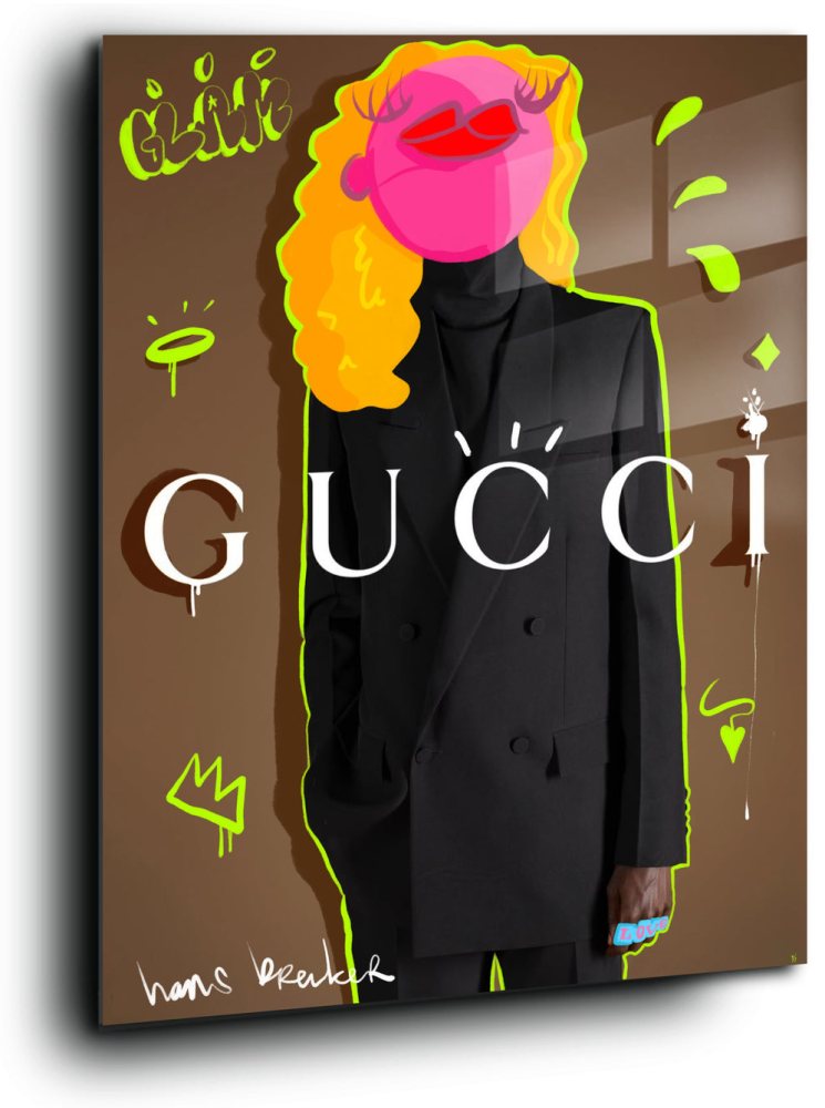 Gucci Glam clash Love uniek plexiglas werk 60 x 80 cm (20 x 30 in)